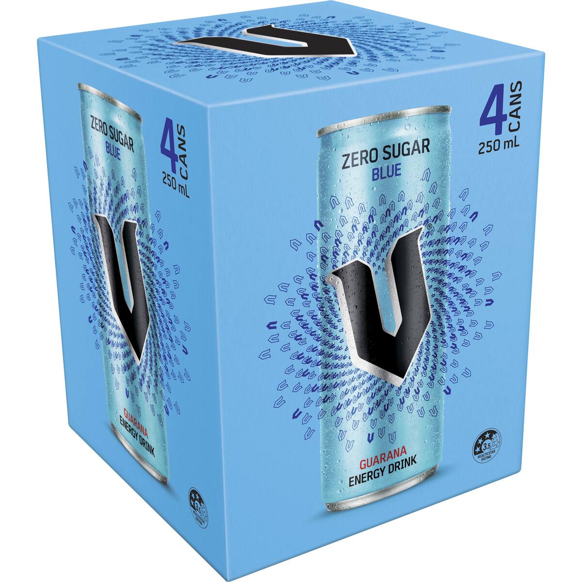 V Energy Zero Sugar Blue Drink 250ml X 4 Pack