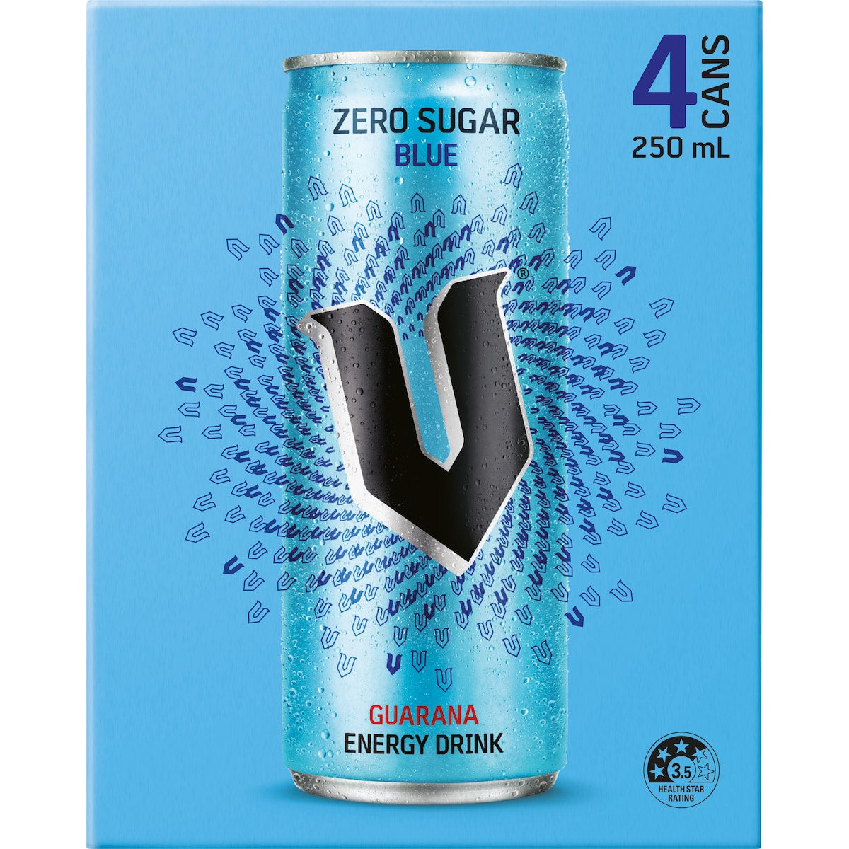 V Energy Zero Sugar Blue Drink 250ml X 4 Pack