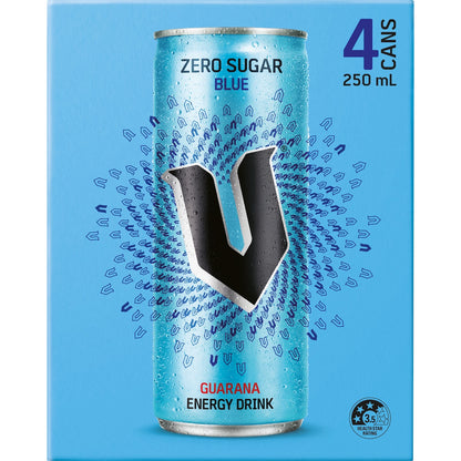 V Energy Zero Sugar Blue Drink 250ml X 4 Pack