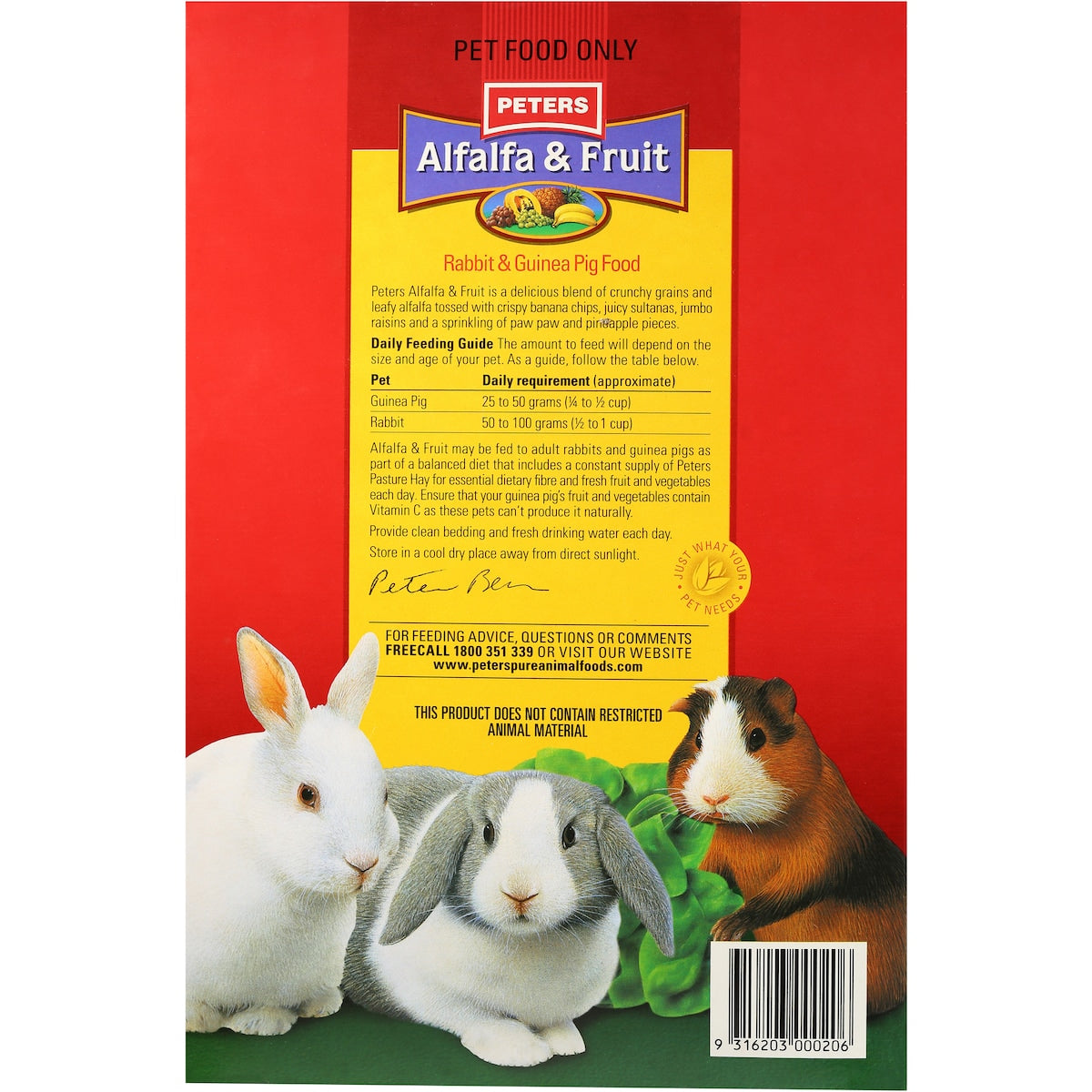 Peters Alfalfa & Fruit Rabbit & Guinea Pig Food 2kg