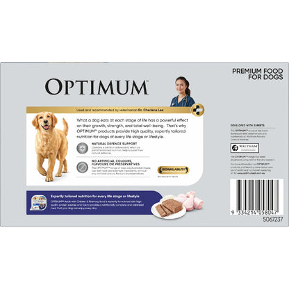 Optimum Adult Wet Dog Food With Chicken & Rice Trays 100g X 24 Pack