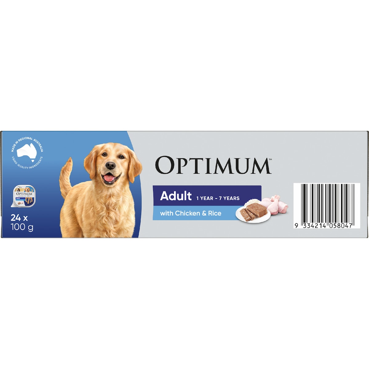 Optimum Adult Wet Dog Food With Chicken & Rice Trays 100g X 24 Pack