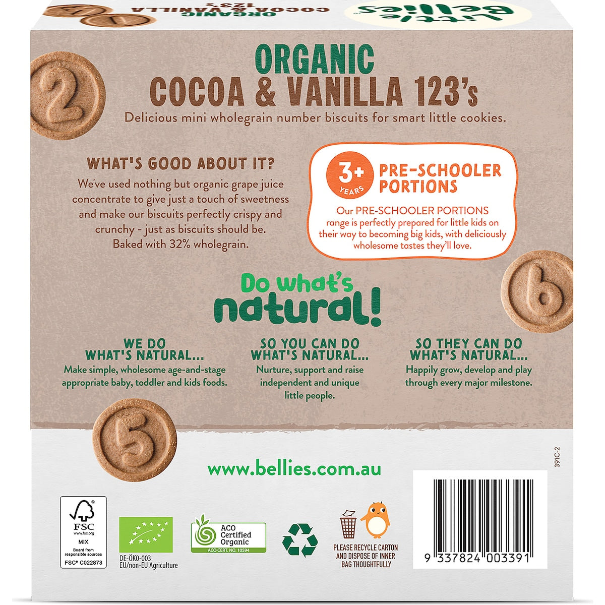 Little Bellies Organic Cocoa & Vanilla 123s 130g