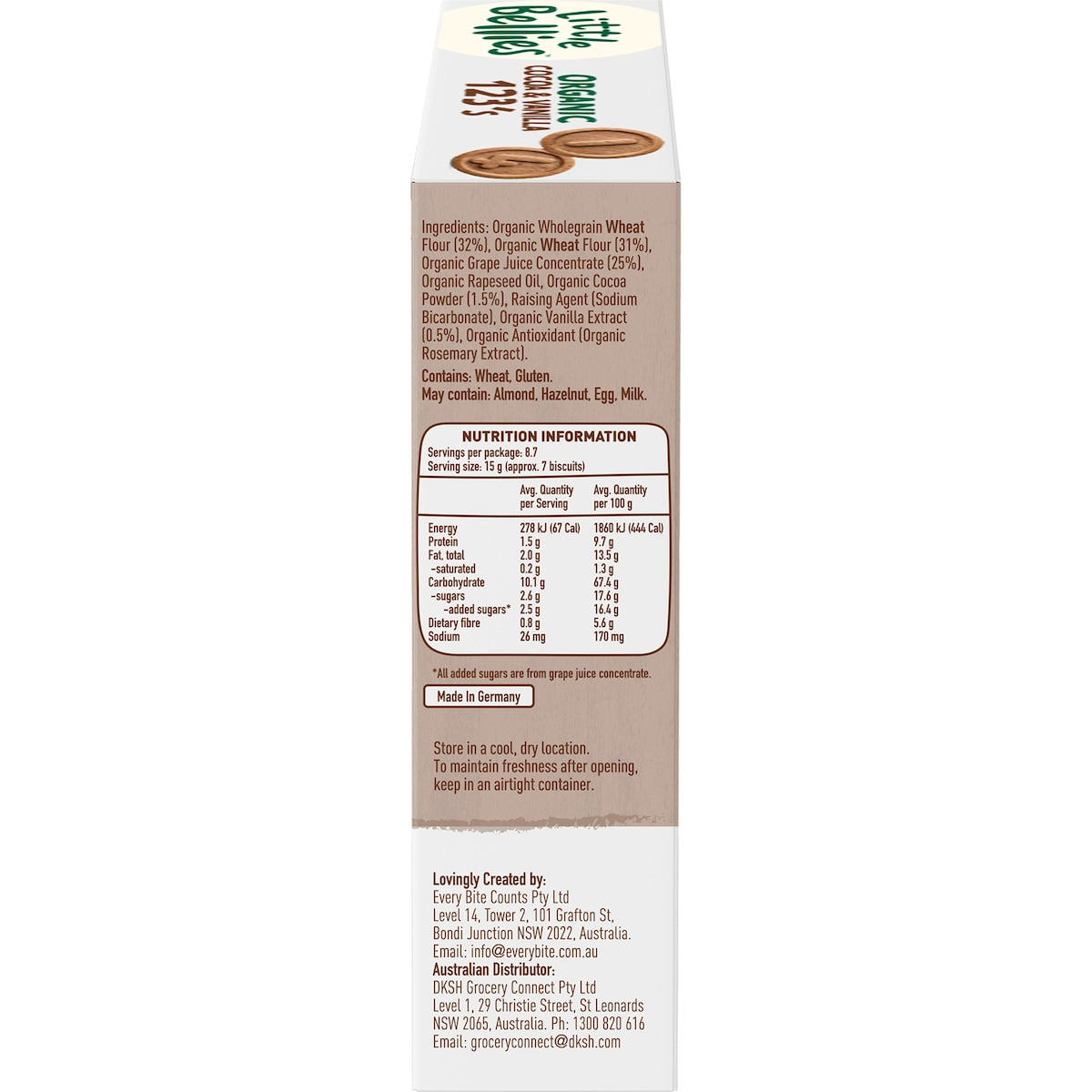 Little Bellies Organic Cocoa & Vanilla 123s 130g