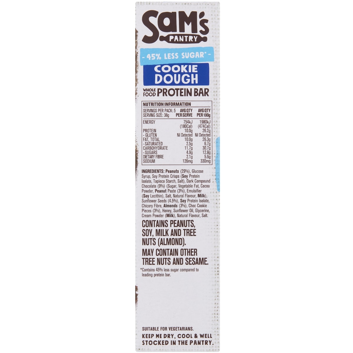 Sams Pantry Cookie Dough Low Sugar Protein Bars 5 Pack