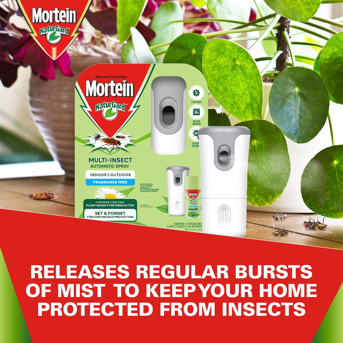Mortein Naturgard Fragrance Free Multi-insect Automatic Spray 152g