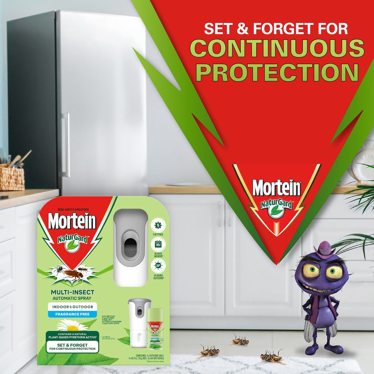 Mortein Naturgard Fragrance Free Multi-insect Automatic Spray 152g