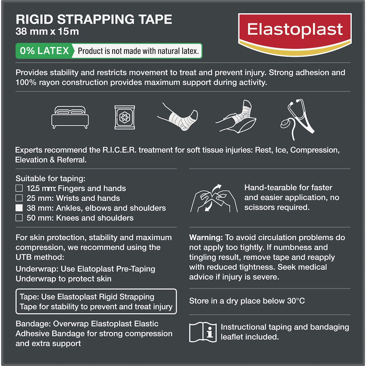 Elastoplast Rigid Strapping Tape For Prevention & Support 15m Each