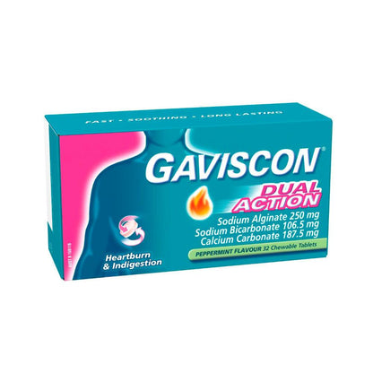 Gaviscon Chewable Tablets Heartburn And Indigestion Relief Peppermint - 32 pack