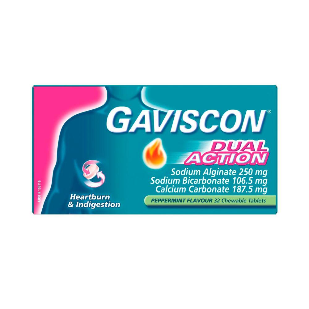 Gaviscon Chewable Tablets Heartburn and Indigestion Relief Peppermint - 32 pack