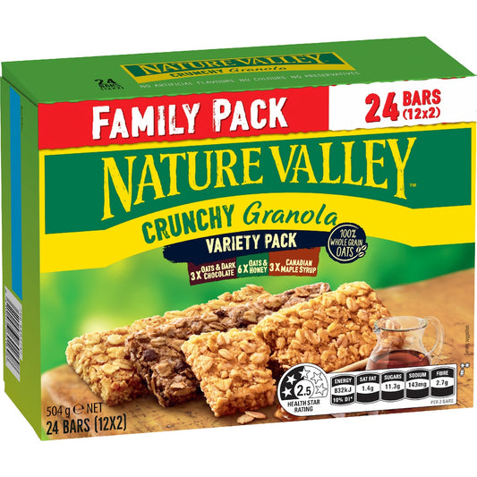 Nature Valley Crunchy Family Variety Granola Bars 504g 12 Pack