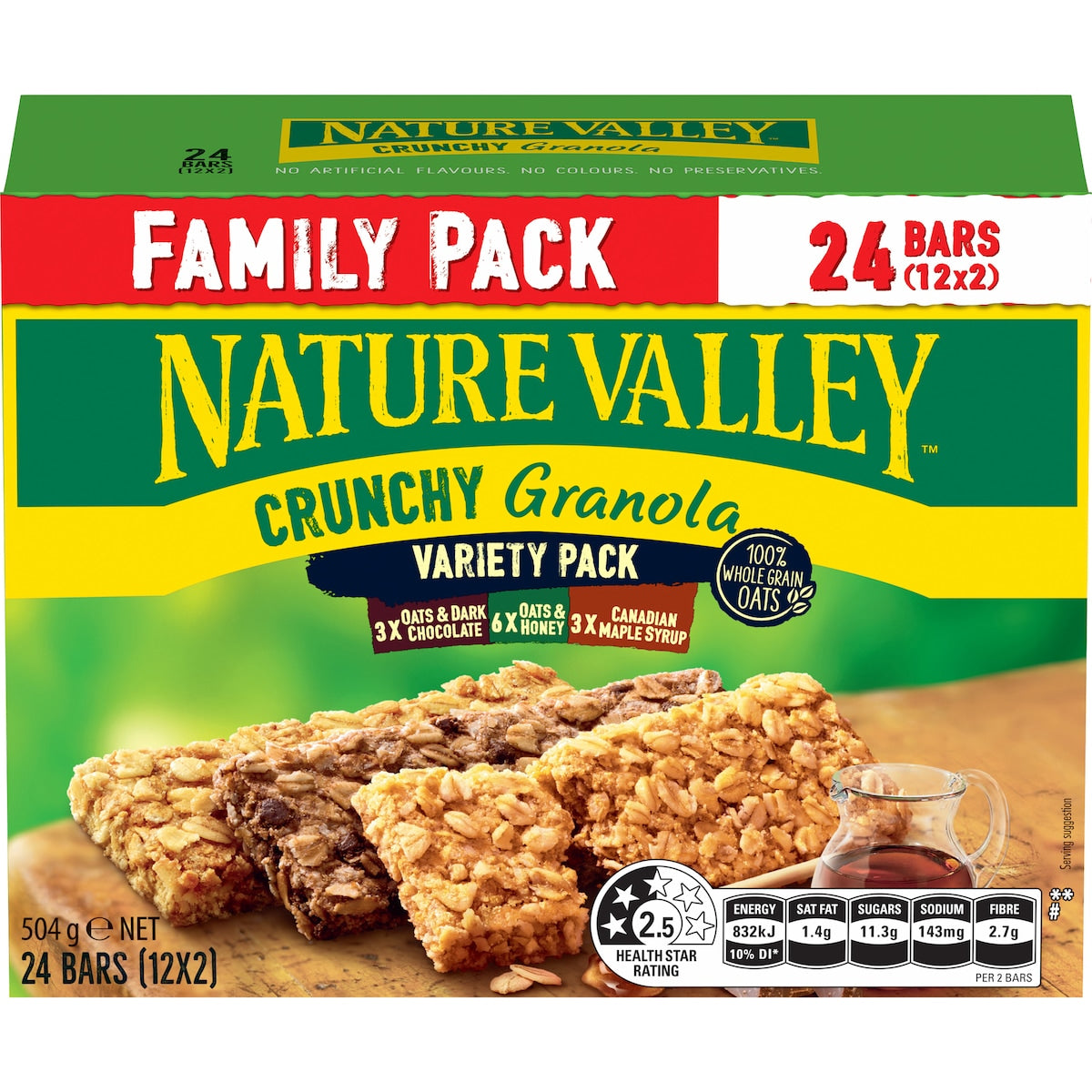 Nature Valley Crunchy Family Variety Granola Bars 504g 12 Pack