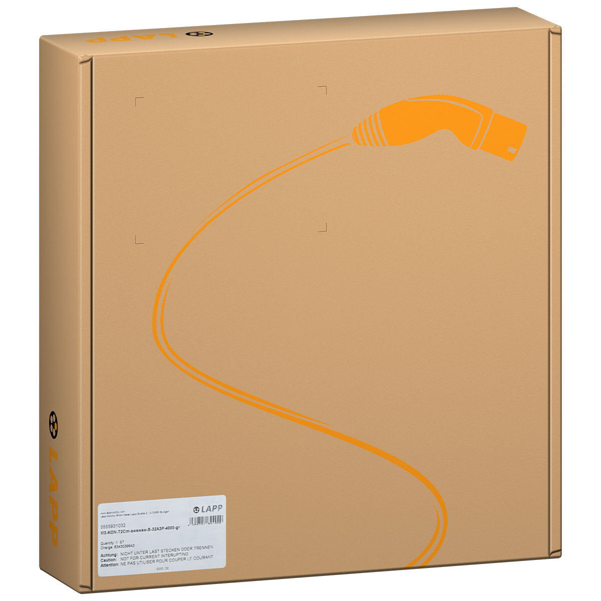 LAPP EV Helix Charge Cable Type 2 (11kW-3P-20A) Orange