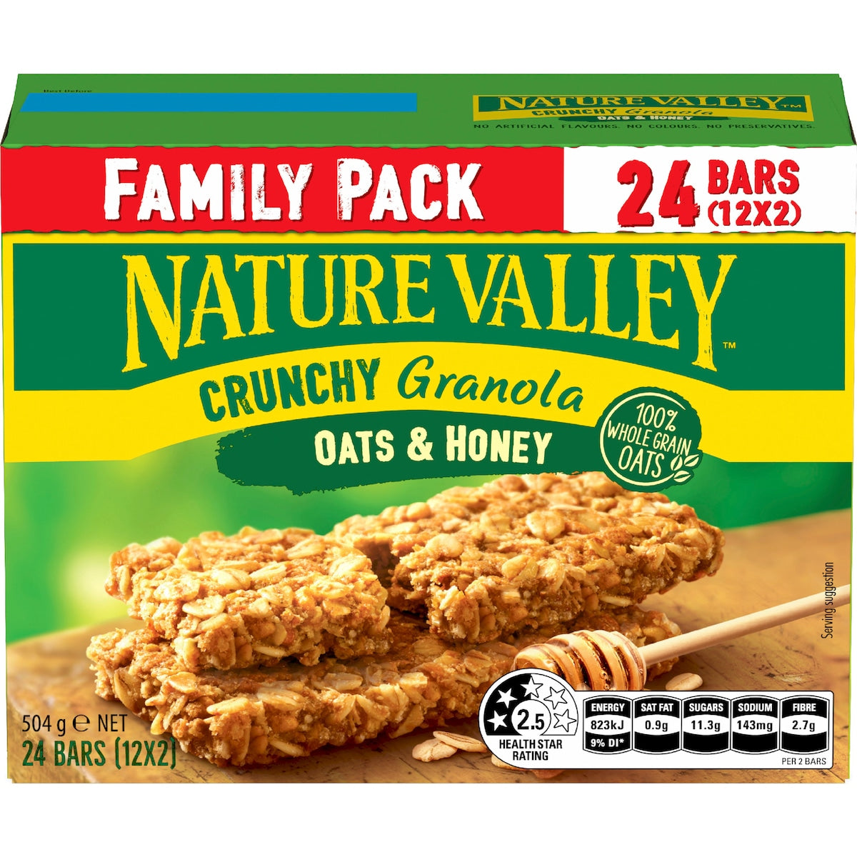 Nature Valley Crunchy Oats & Honey Granola Bars Family 504g 12 Pack