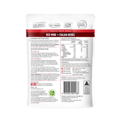 Fodmapped Gluten Free Red Wine & Tomato Pasta Sauce - 375g