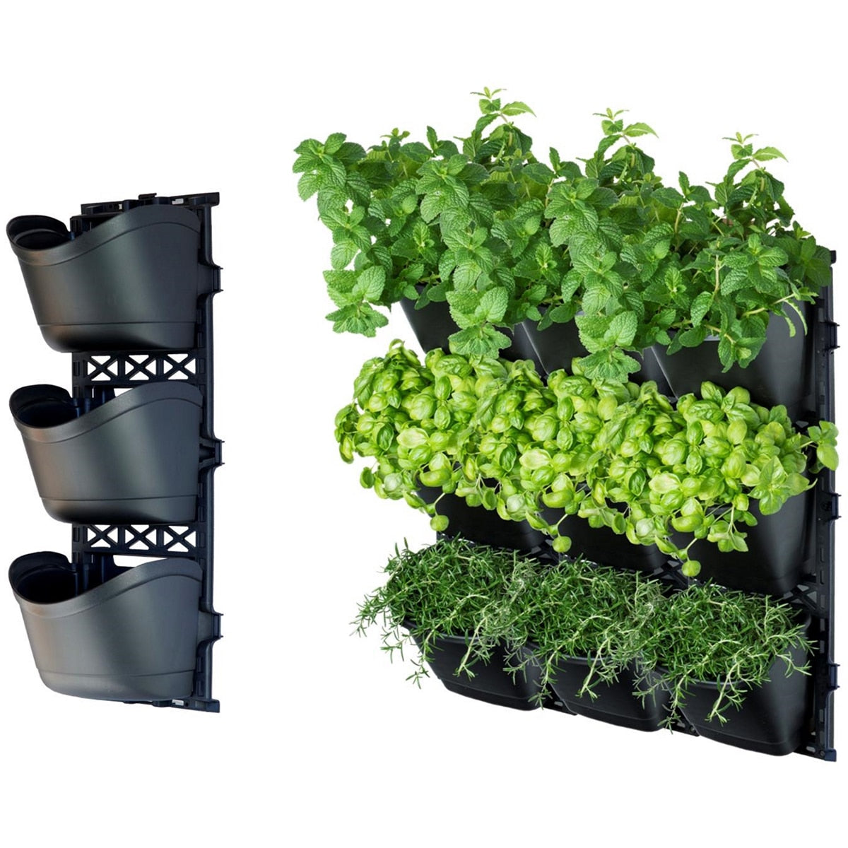 Maze TRI Large Vertical Garden 3 Frames 9 Pots MWP-GWL3X3 Black Plastic