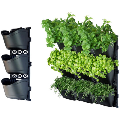 Maze TRI Large Vertical Garden 3 Frames 9 Pots MWP-GWL3X3 Black Plastic