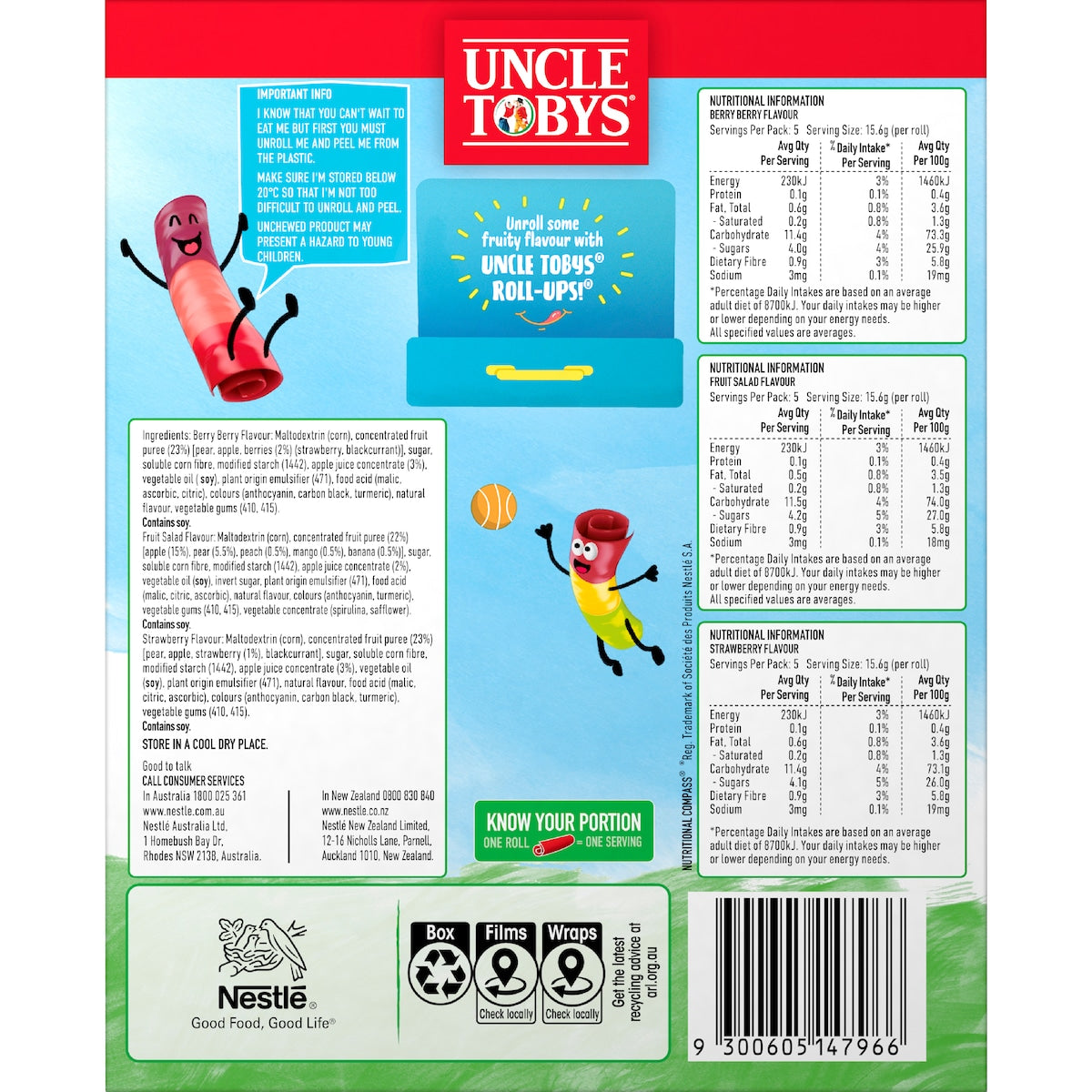 Uncle Tobys Rollups Value Pack 15 Pack