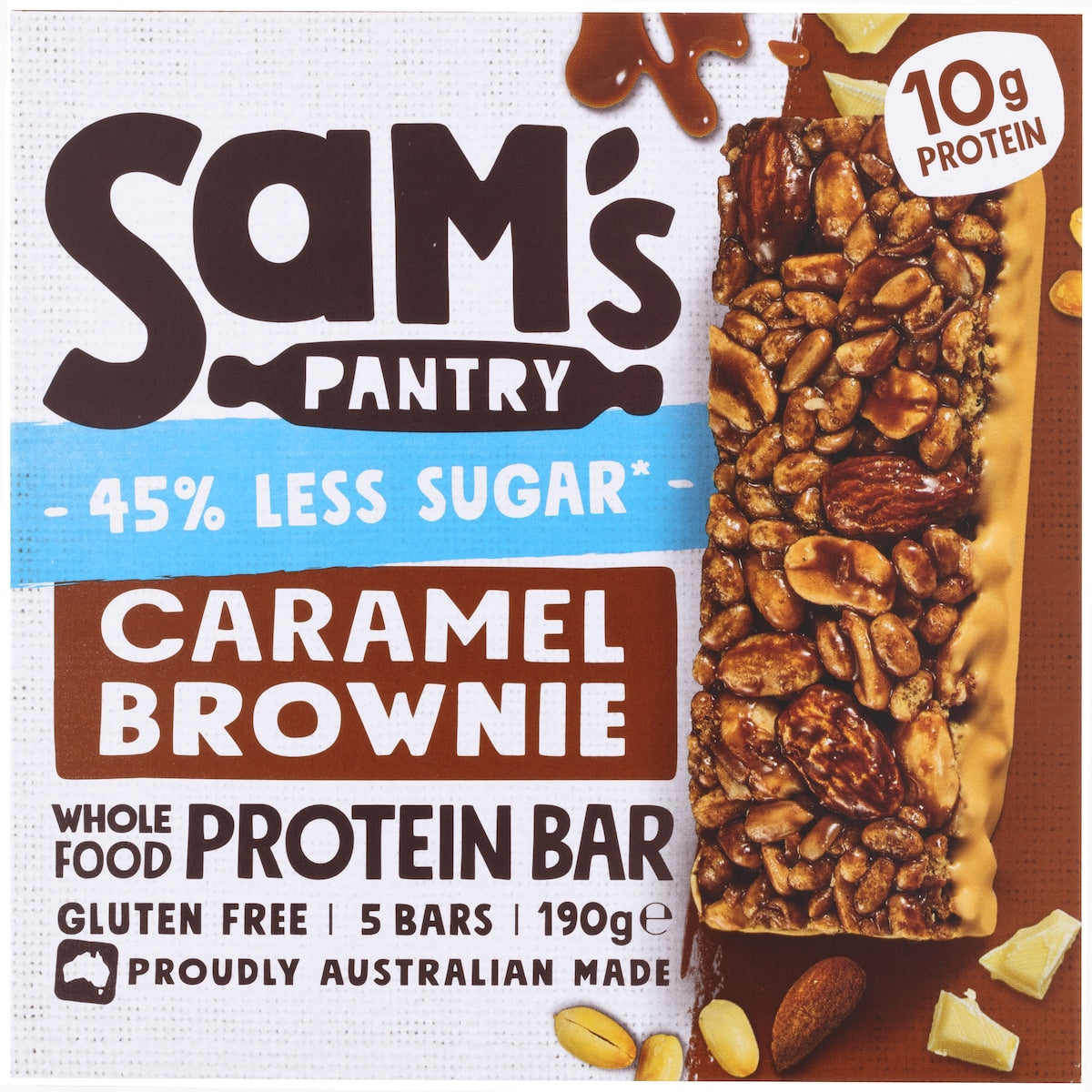 Sams Pantry Caramel Brownie Low Sugar Protein Bars 5 Pack