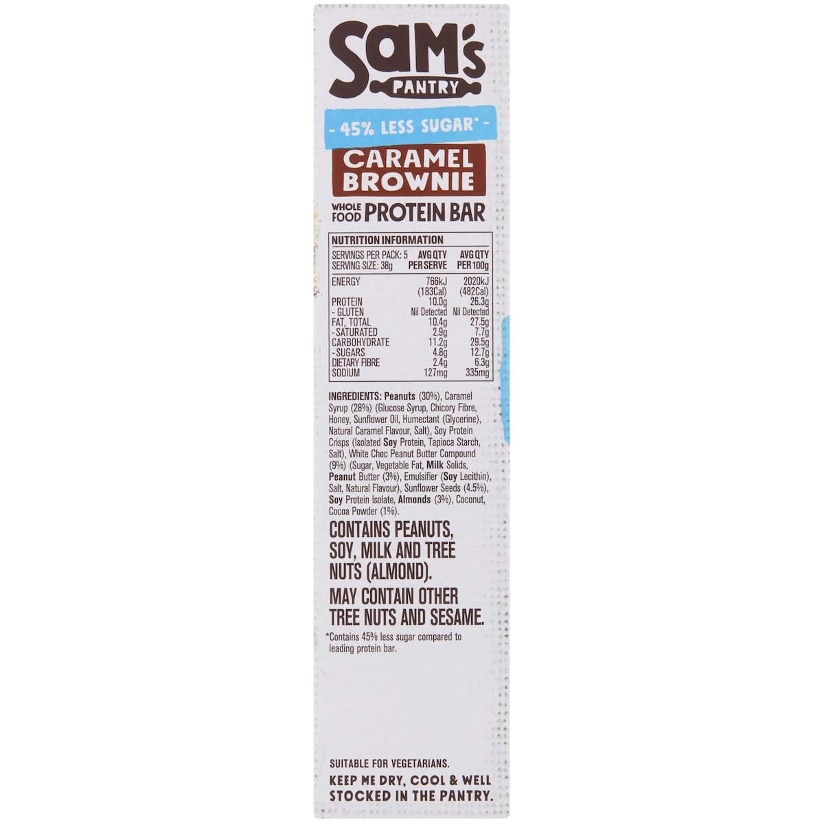 Sams Pantry Caramel Brownie Low Sugar Protein Bars 5 Pack