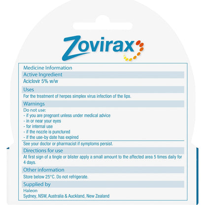 Zovirax Cold Sore Cream 2g
