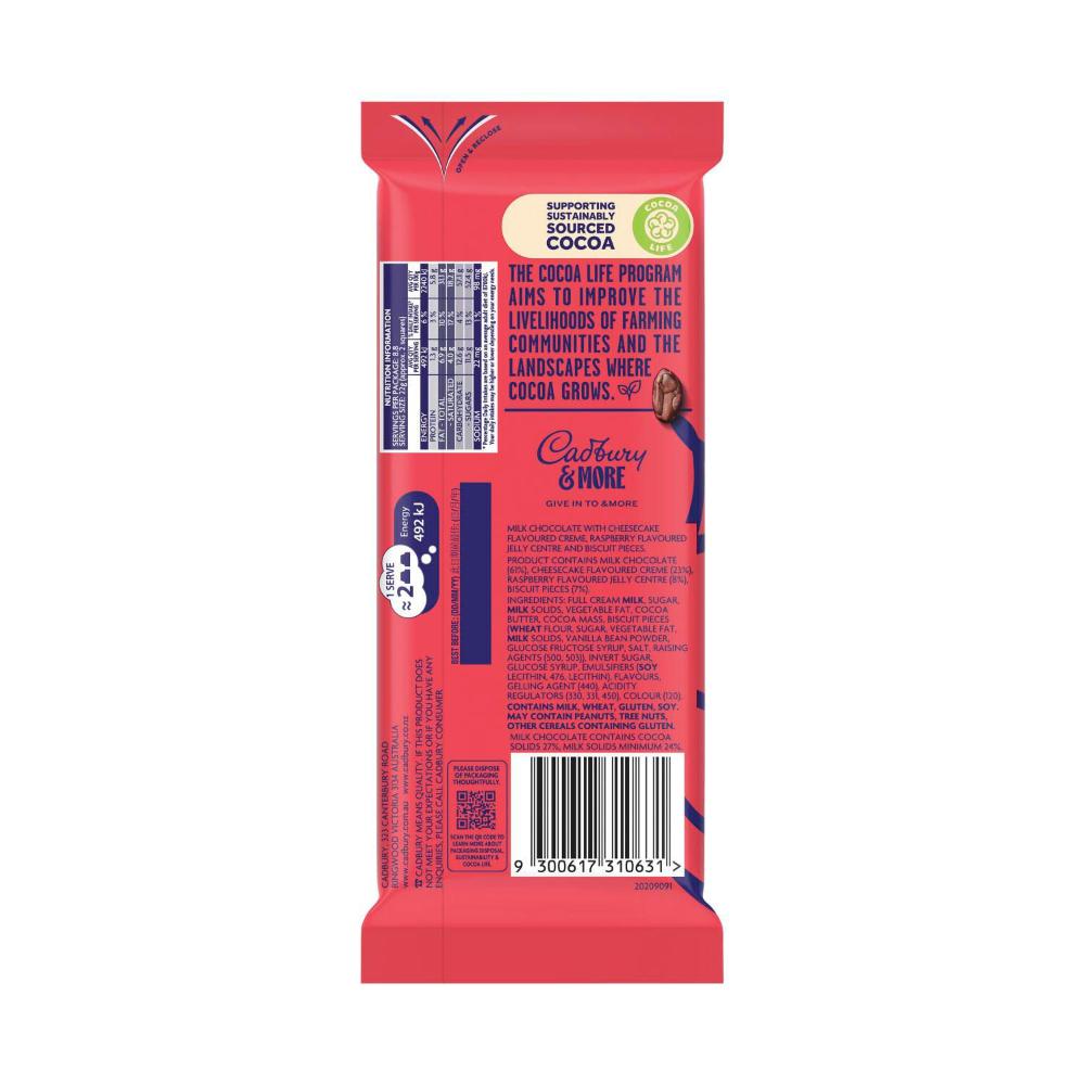 Cadbury & More Block Chocolate Raspberry Cheesecake - 195g