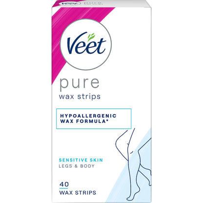 Veet Pure Legs & Body Hair Removal Cold Wax Strips 40 Pack