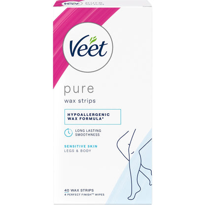 Veet Pure Legs & Body Hair Removal Cold Wax Strips 40 Pack