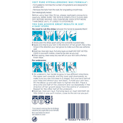 Veet Pure Legs & Body Hair Removal Cold Wax Strips 40 Pack