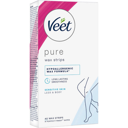 Veet Pure Legs & Body Hair Removal Cold Wax Strips 40 Pack