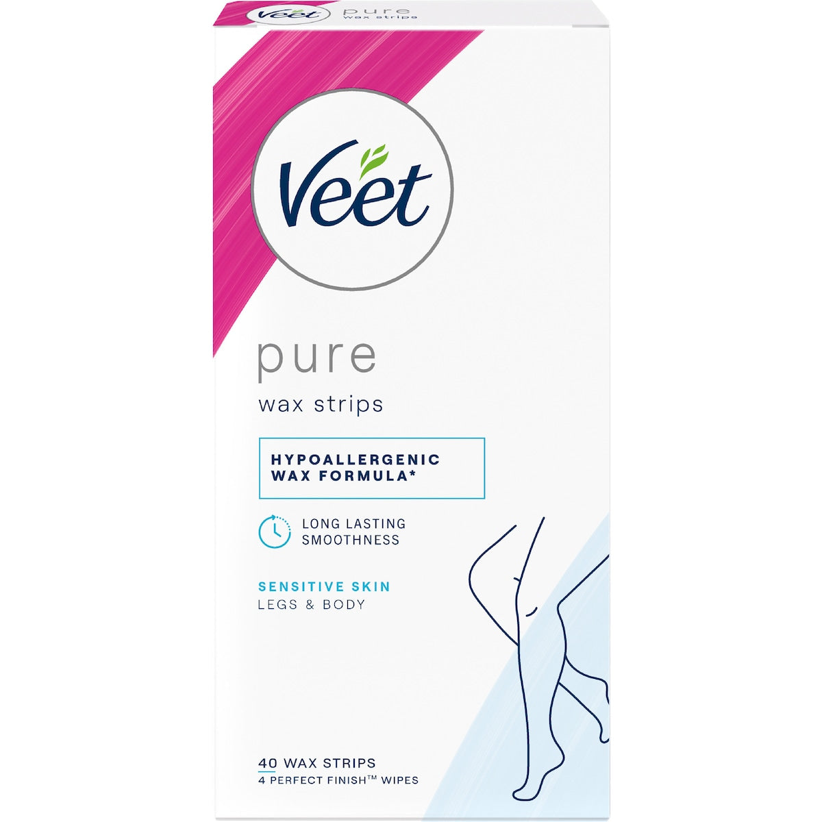 Veet Pure Legs & Body Hair Removal Cold Wax Strips 40 Pack