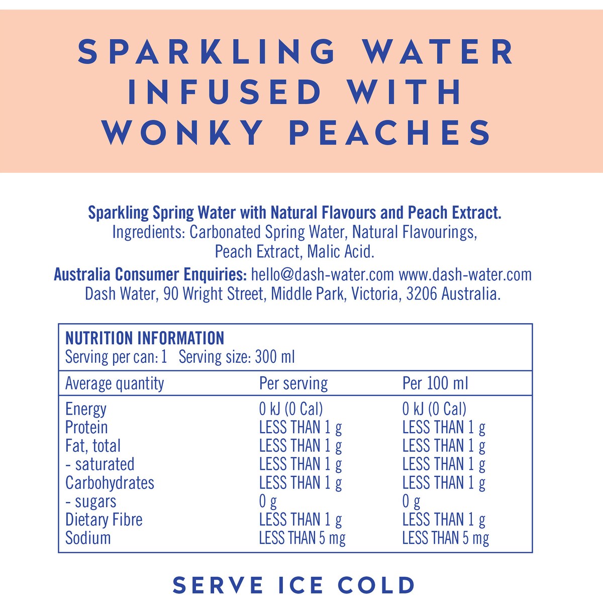 Dash Water Peach Infused Sparkling Water 300ml X4