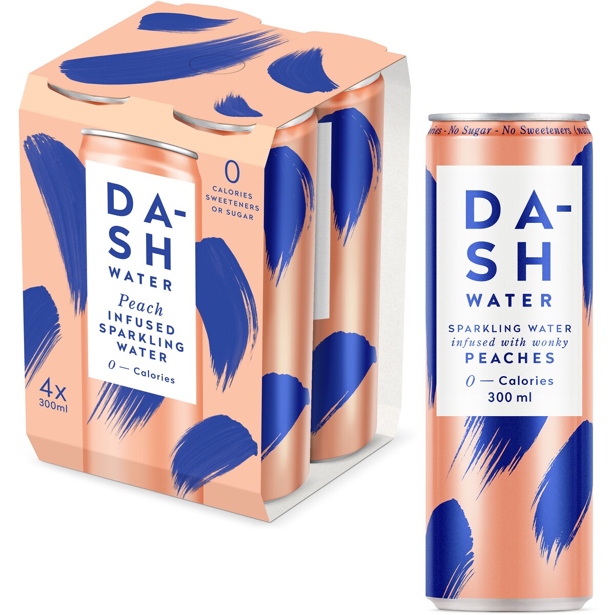 Dash Water Peach Infused Sparkling Water 300ml X4
