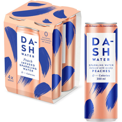 Dash Water Peach Infused Sparkling Water 300ml X4