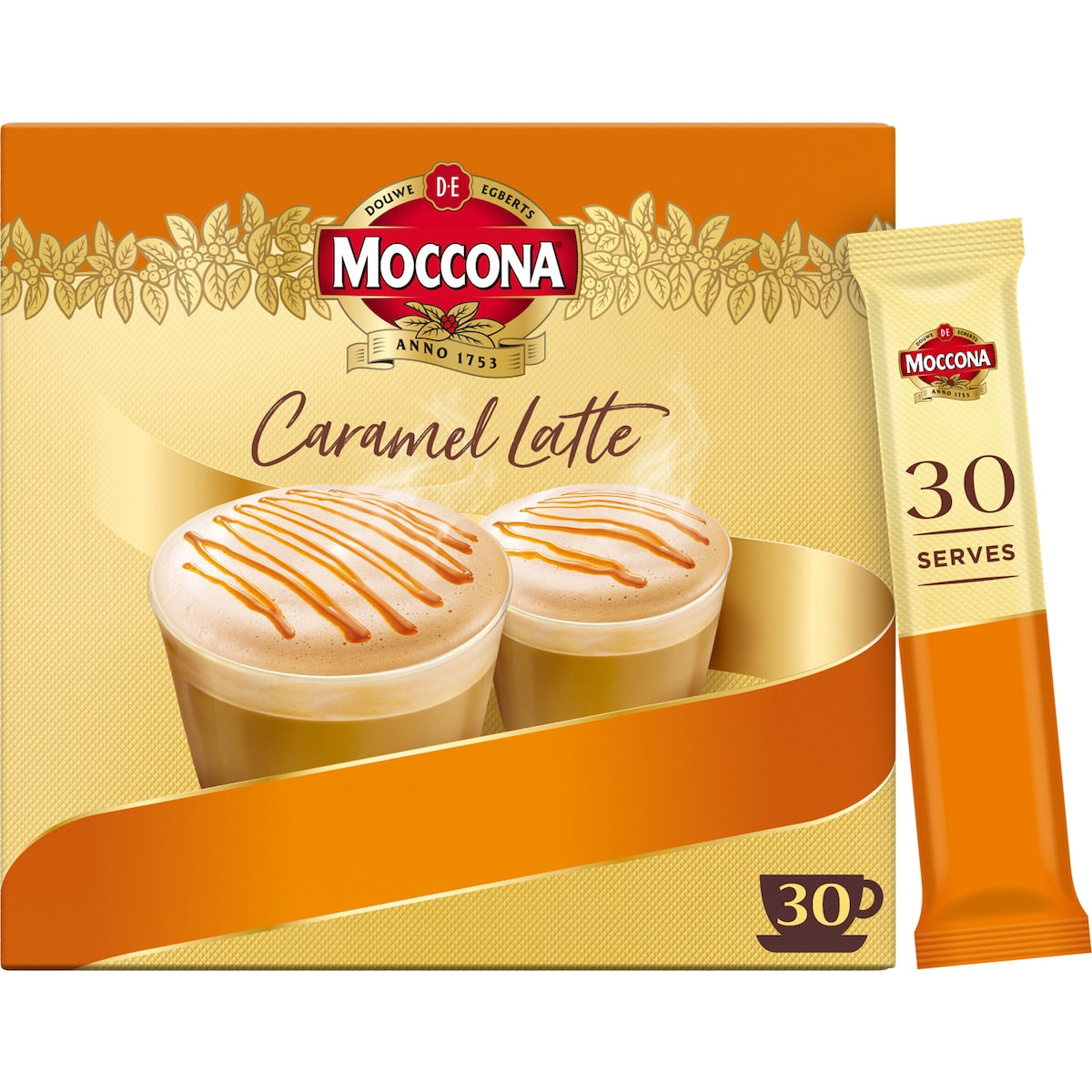 Moccona Caramel Latte Coffee Sachets 30 Pack, 1pc