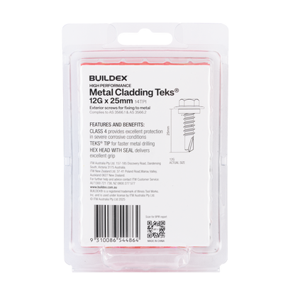 Buildex Cladding Fencing Teks Screws - 12g x 25mm - 50 Pack
