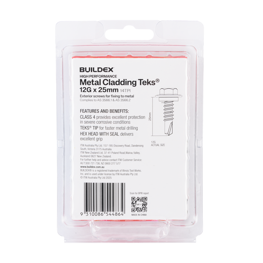 Buildex Cladding Fencing Teks Screws - 12g x 25mm - 50 Pack