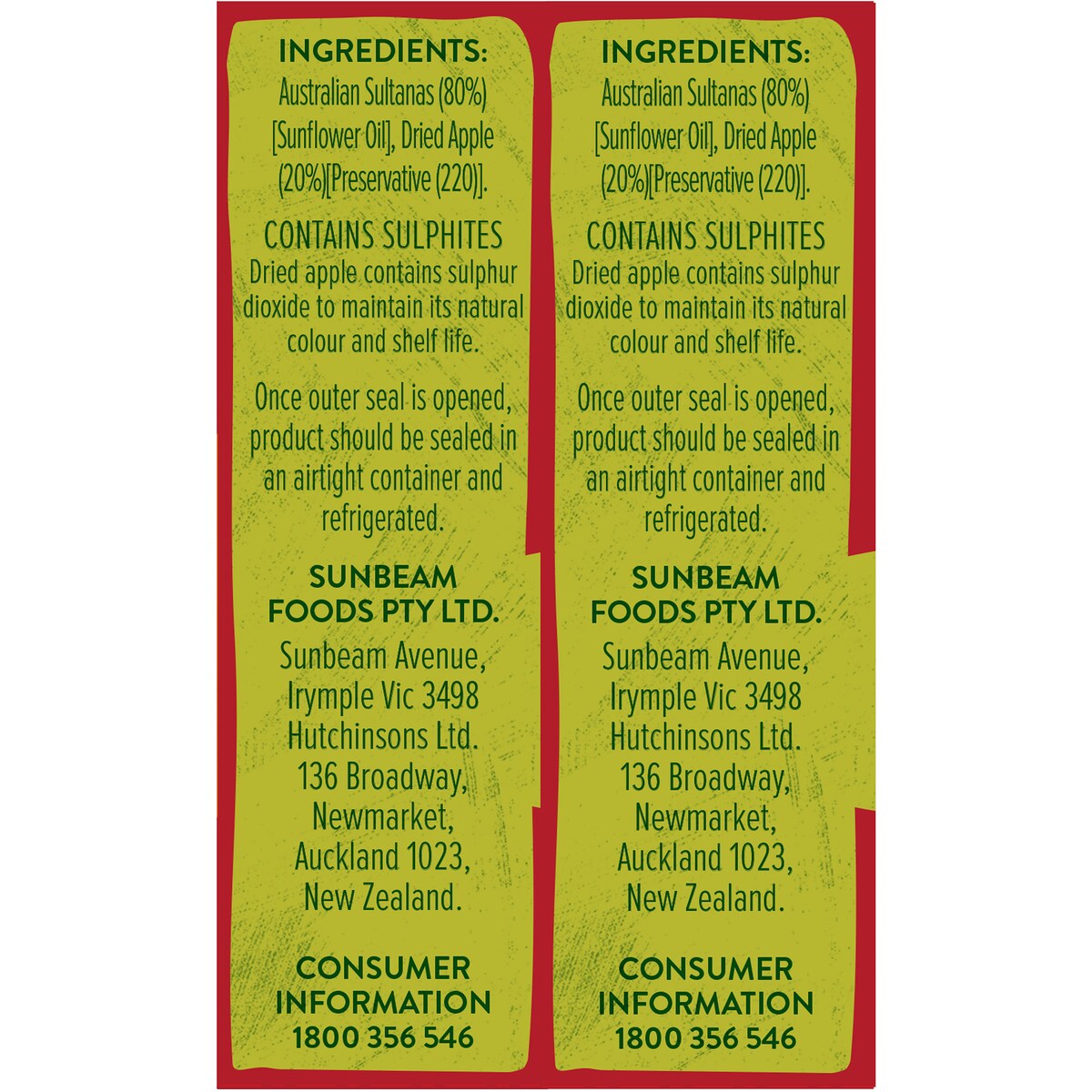 Sunbeam Sultanas & Apple 6 pack