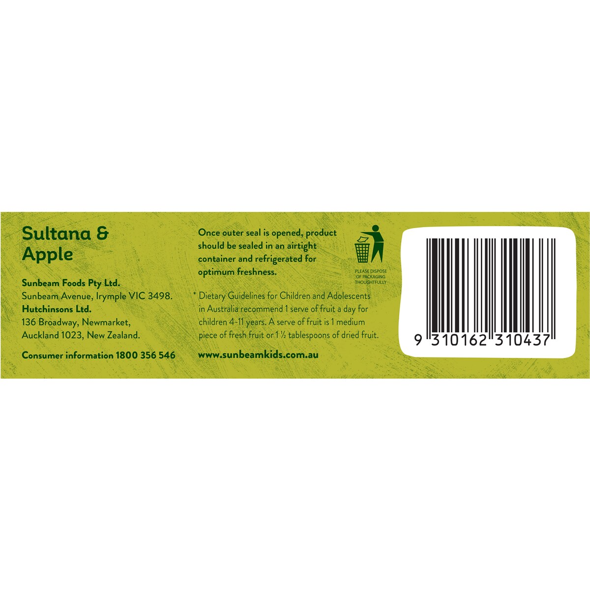 Sunbeam Sultanas & Apple 6 pack