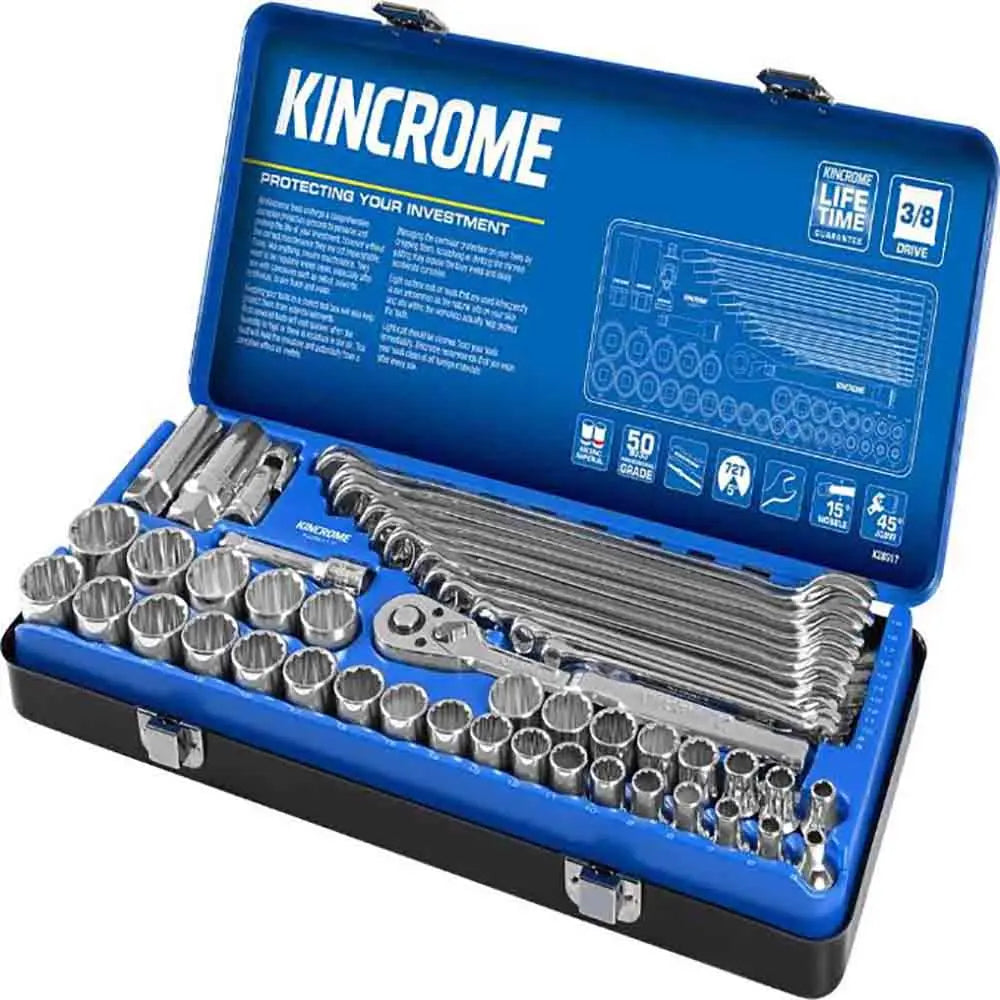 KINCROME 3 8 Drive Socket and Spanner Set Metric and Imperial 49 Piece K28017