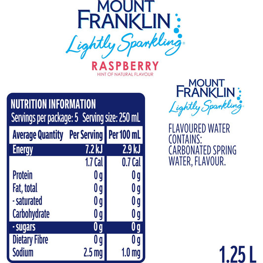 Mount Franklin Lightly Sparkling Water Raspberry 1.25L