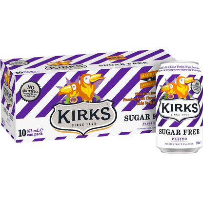 Kirks Sugar Free Pasito Soft Cans 375ml X10 Pack