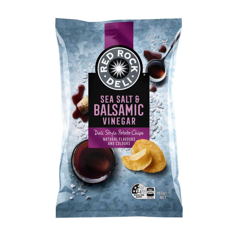 Red Rock Deli Sea Salt & Bal Vinegar Potato Chips - 165g