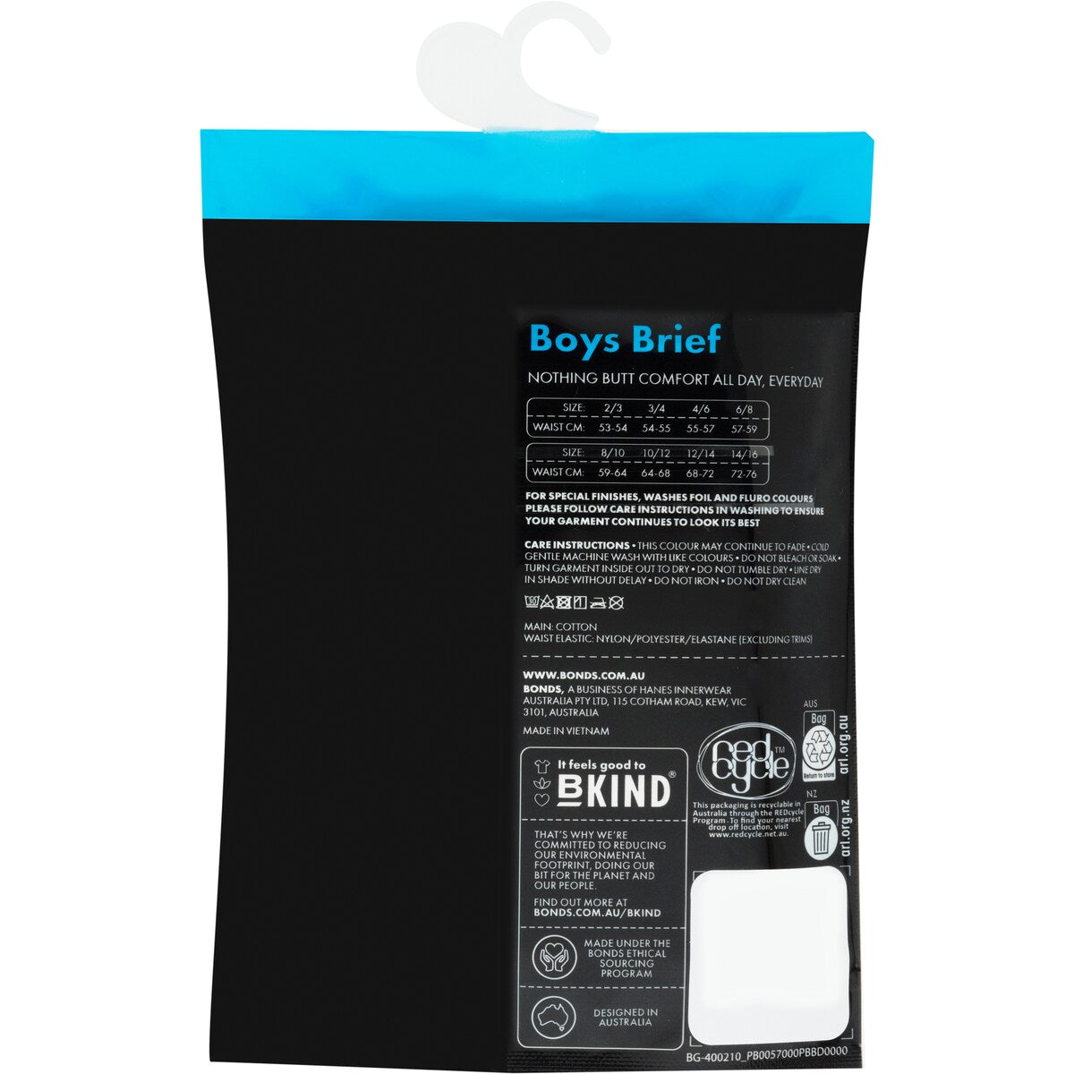 Bonds Boys Briefs Size 12-14 Or 14-16 Assorted 4 Pack