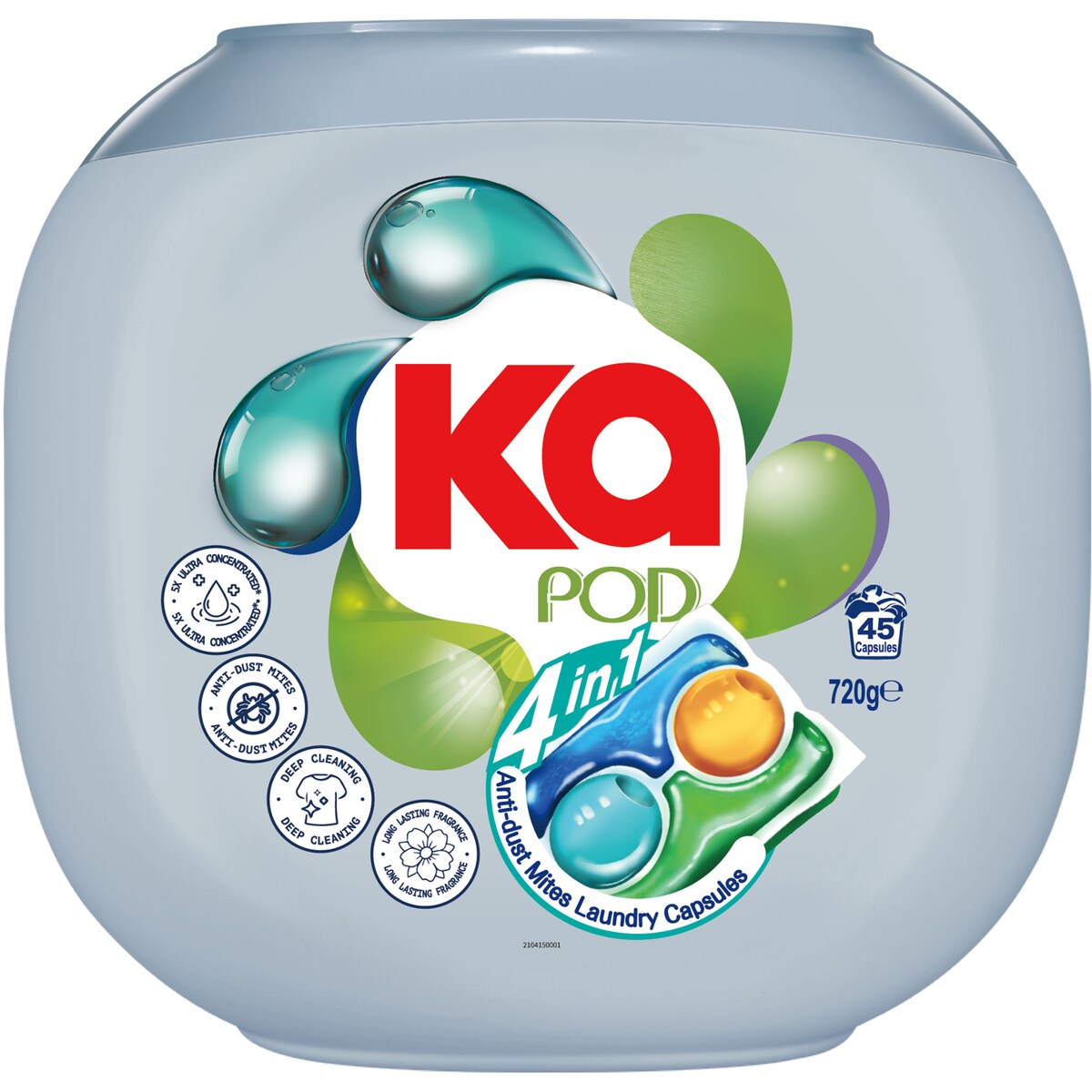Ka Pod 4 In 1 Anti Dust Mites Laundry Capsules 45 pack
