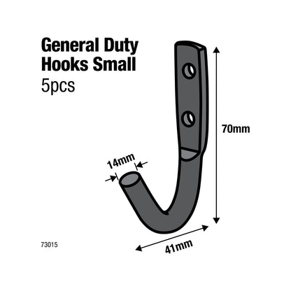 Everhang Small Black J Bolt Hook - 69 x 41mm - 5 Pack