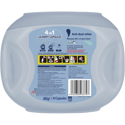 Ka Pod 4 In 1 Anti Dust Mites Laundry Capsules 30 Pack