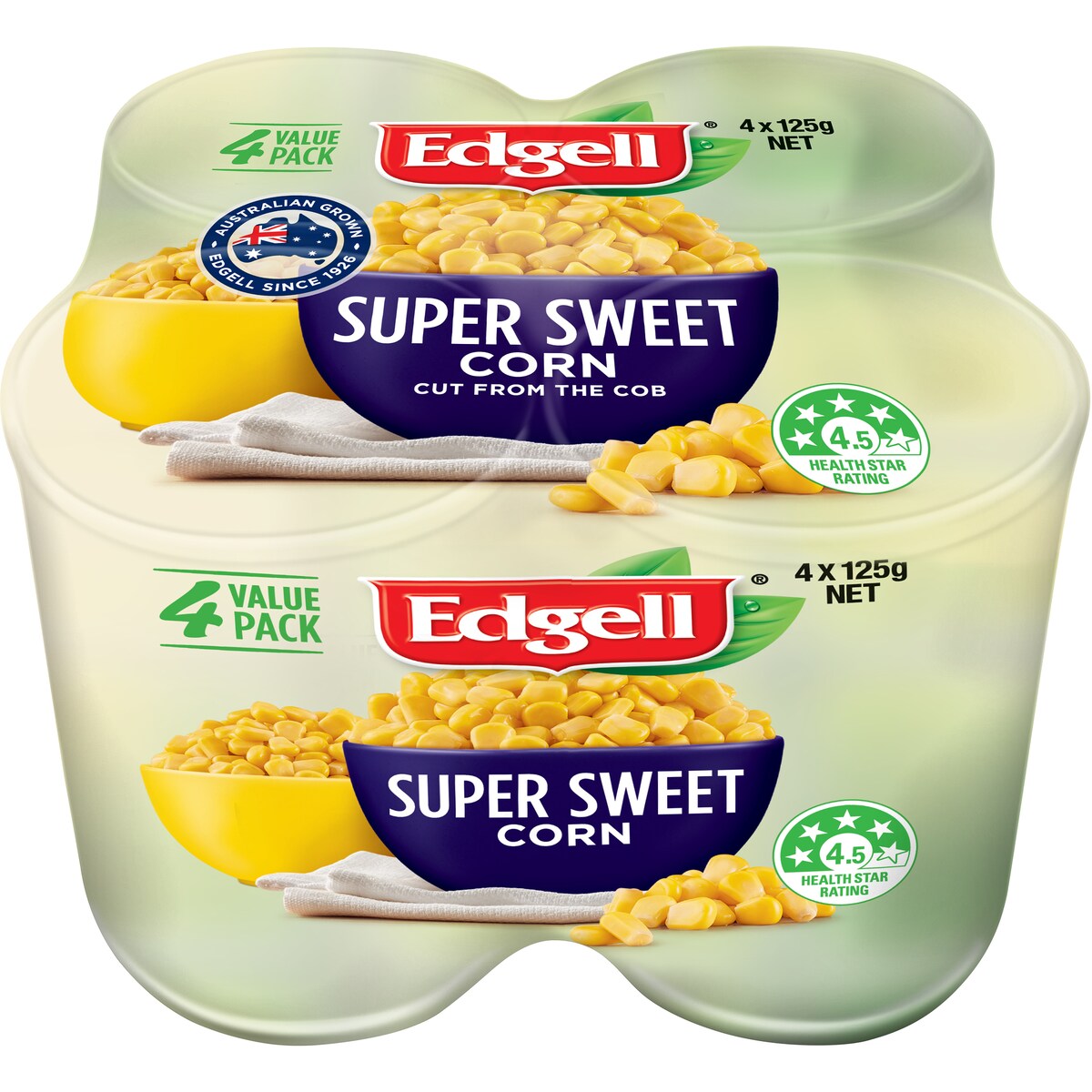 Edgell Australian Super Sweet Corn Kernels 125g X4 Pack