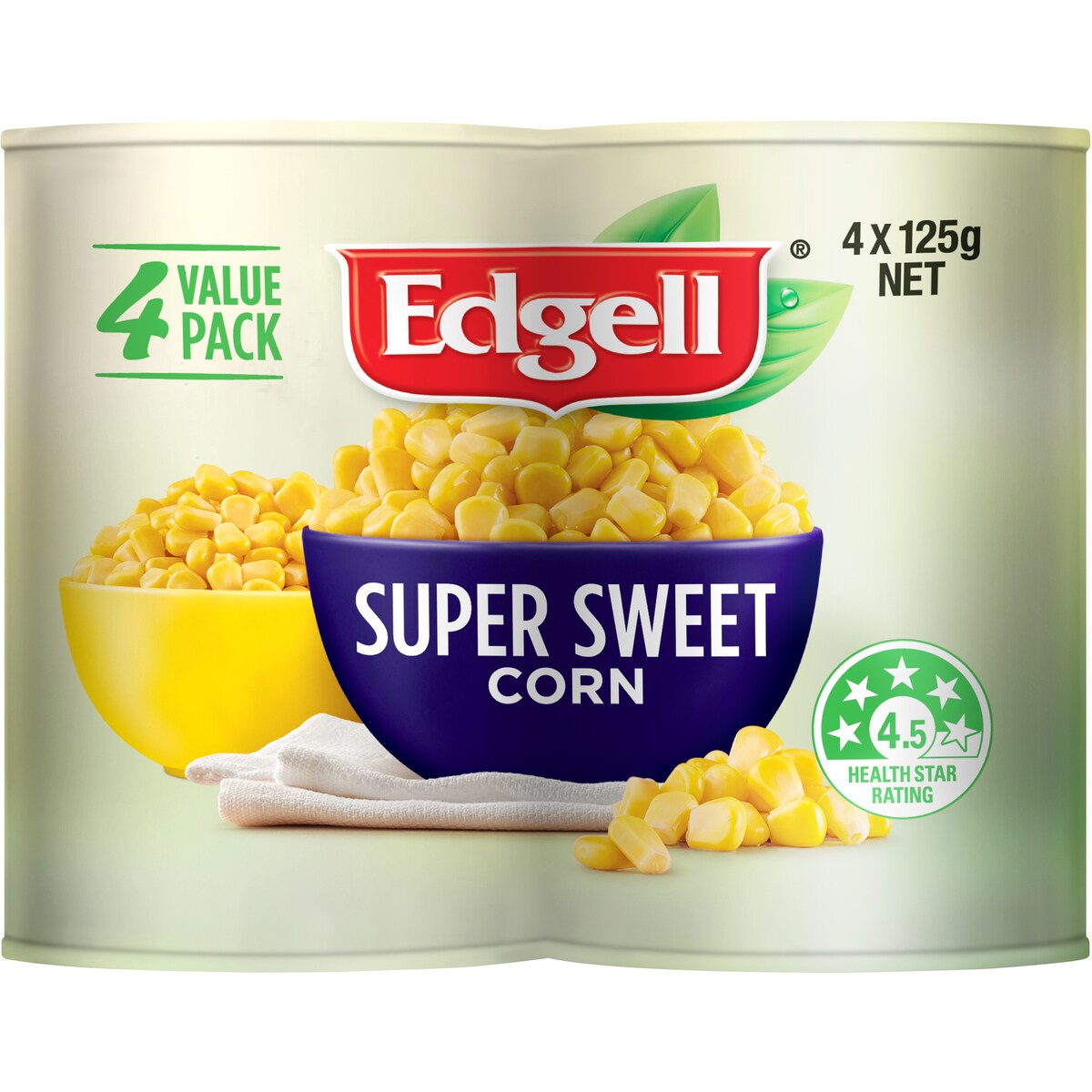 Edgell Australian Super Sweet Corn Kernels 125g X4 Pack