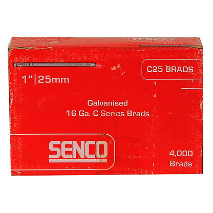 SENCO C Series Electro Galvanised Brad Nail - 25mm Box of 4000 C25
